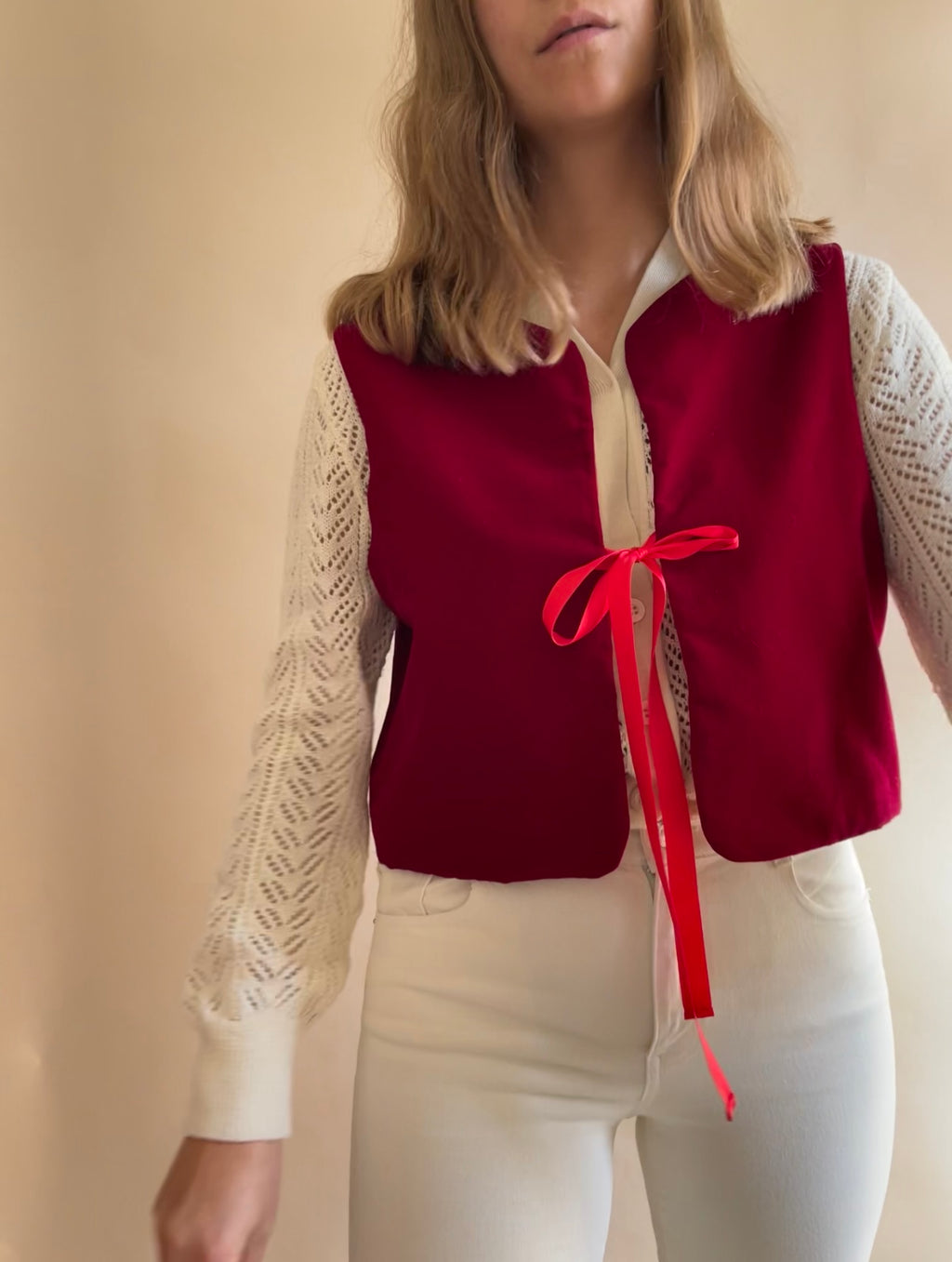 Gilet Indiana velluto rosso cotone