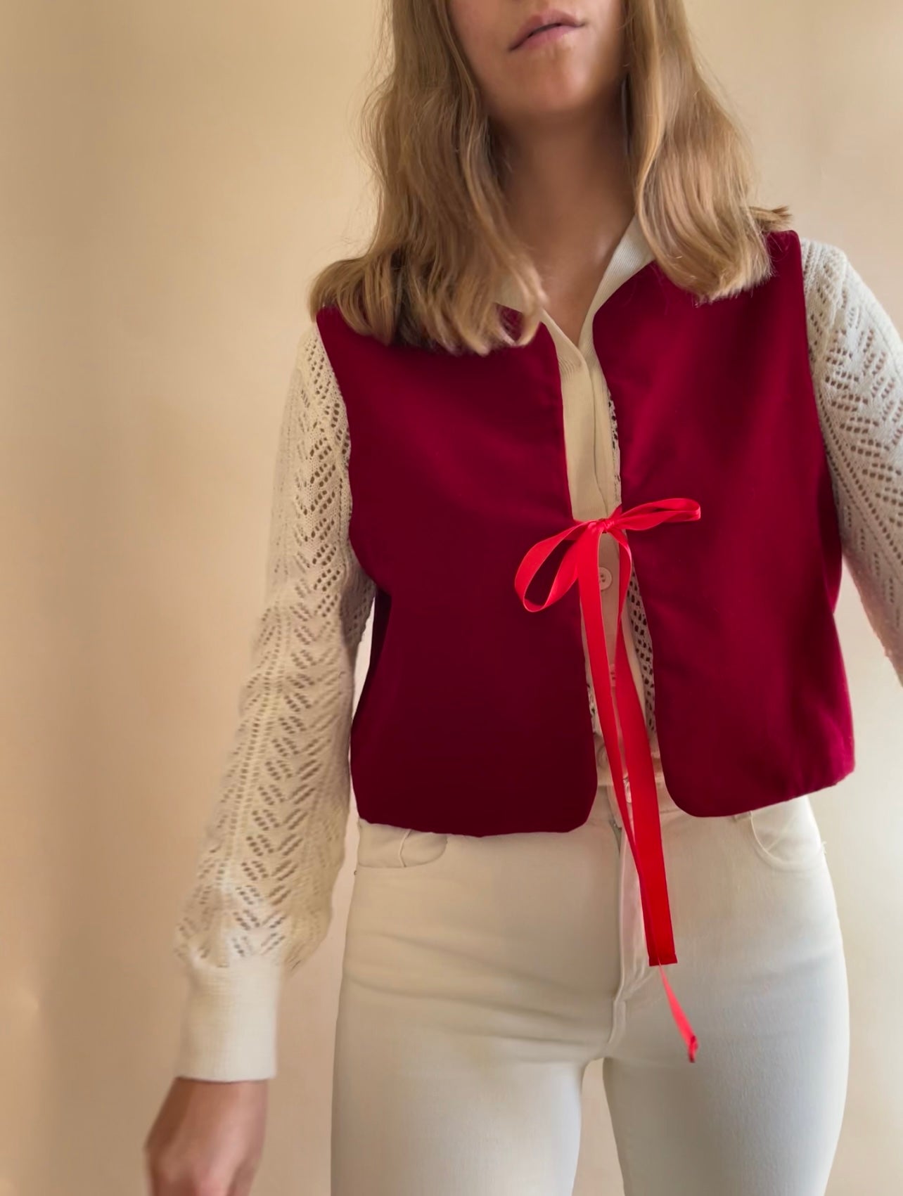 Gilet Indiana velluto rosso cotone