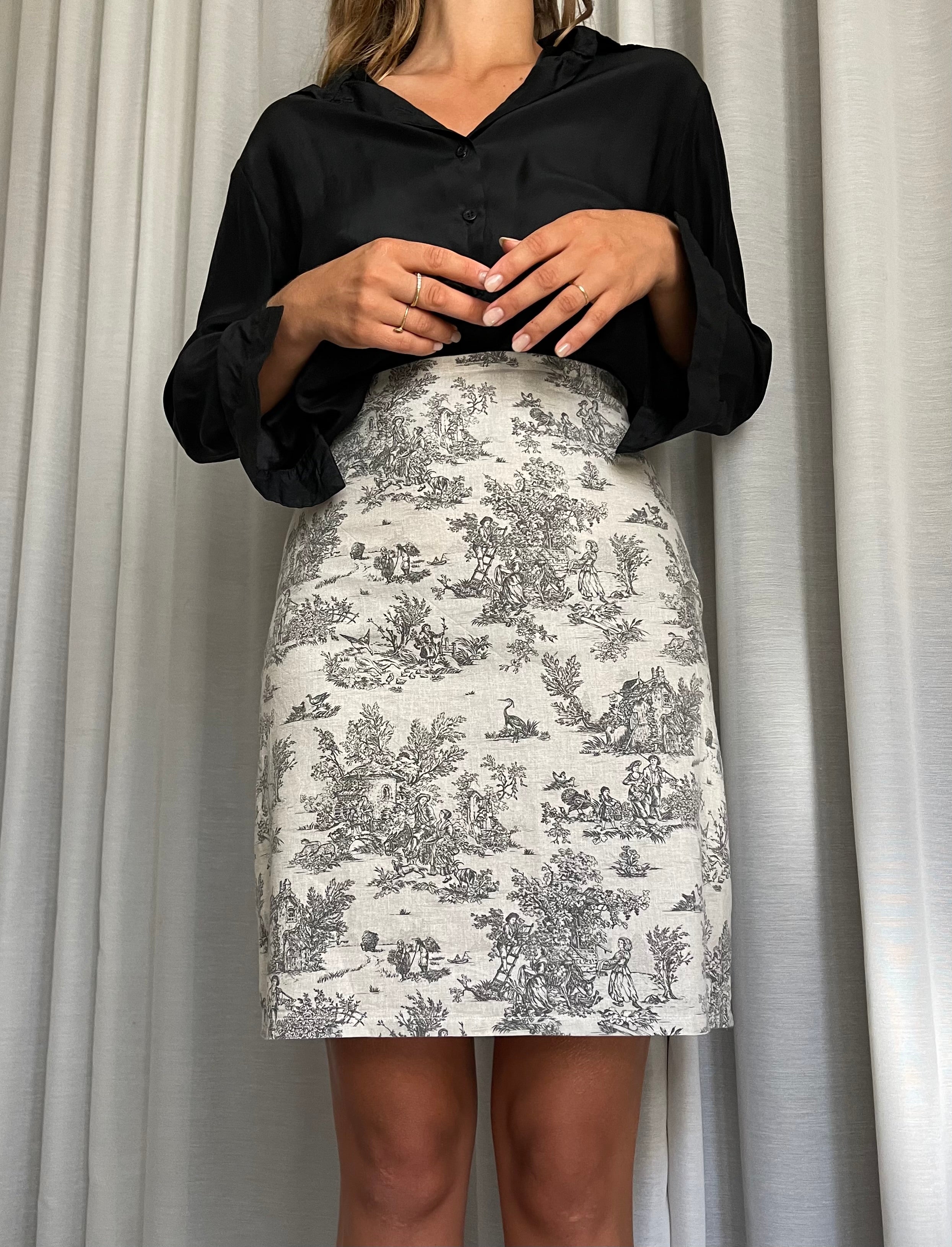 Minigonna toile de jouy grigio