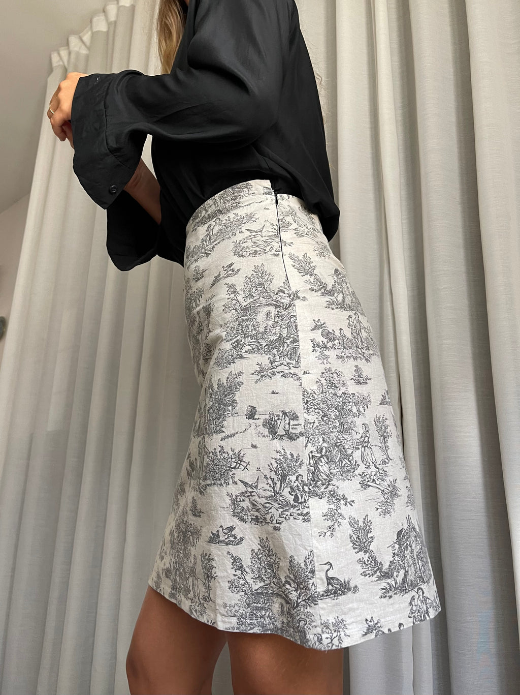 Minigonna toile de jouy grigio
