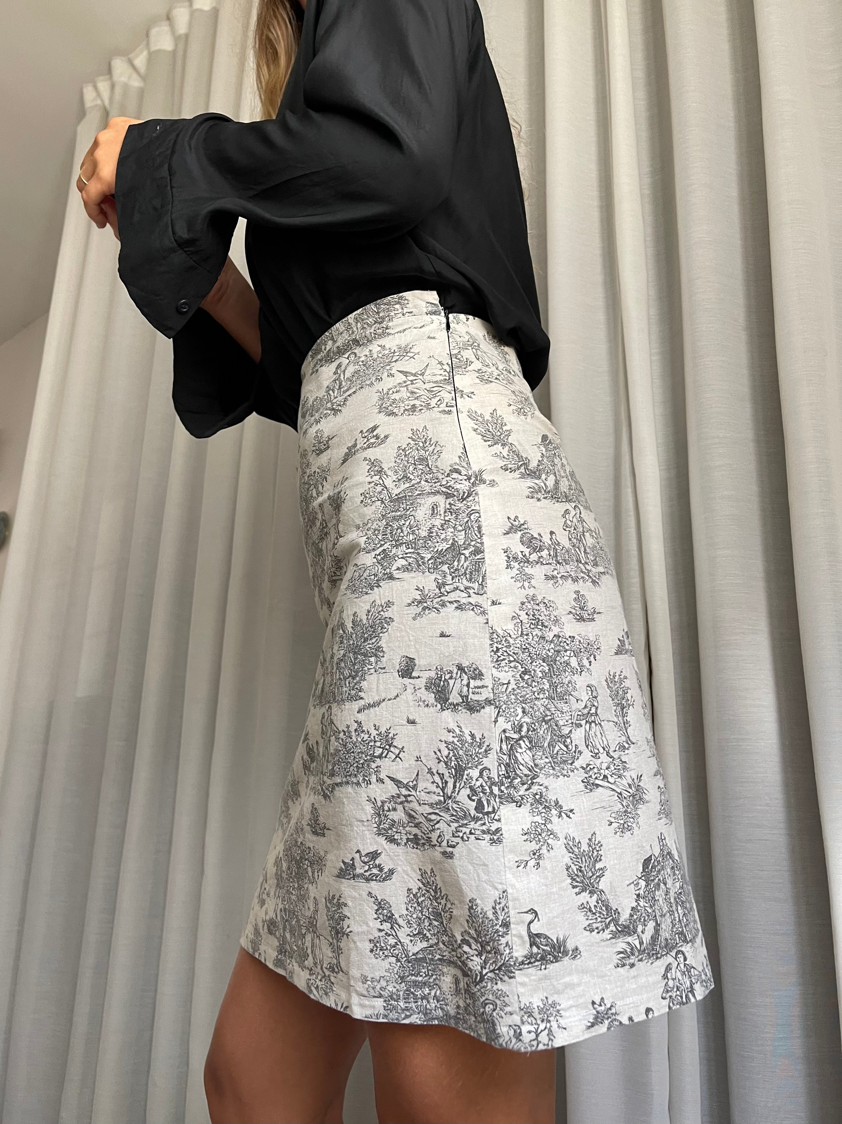 Minigonna toile de jouy grigio