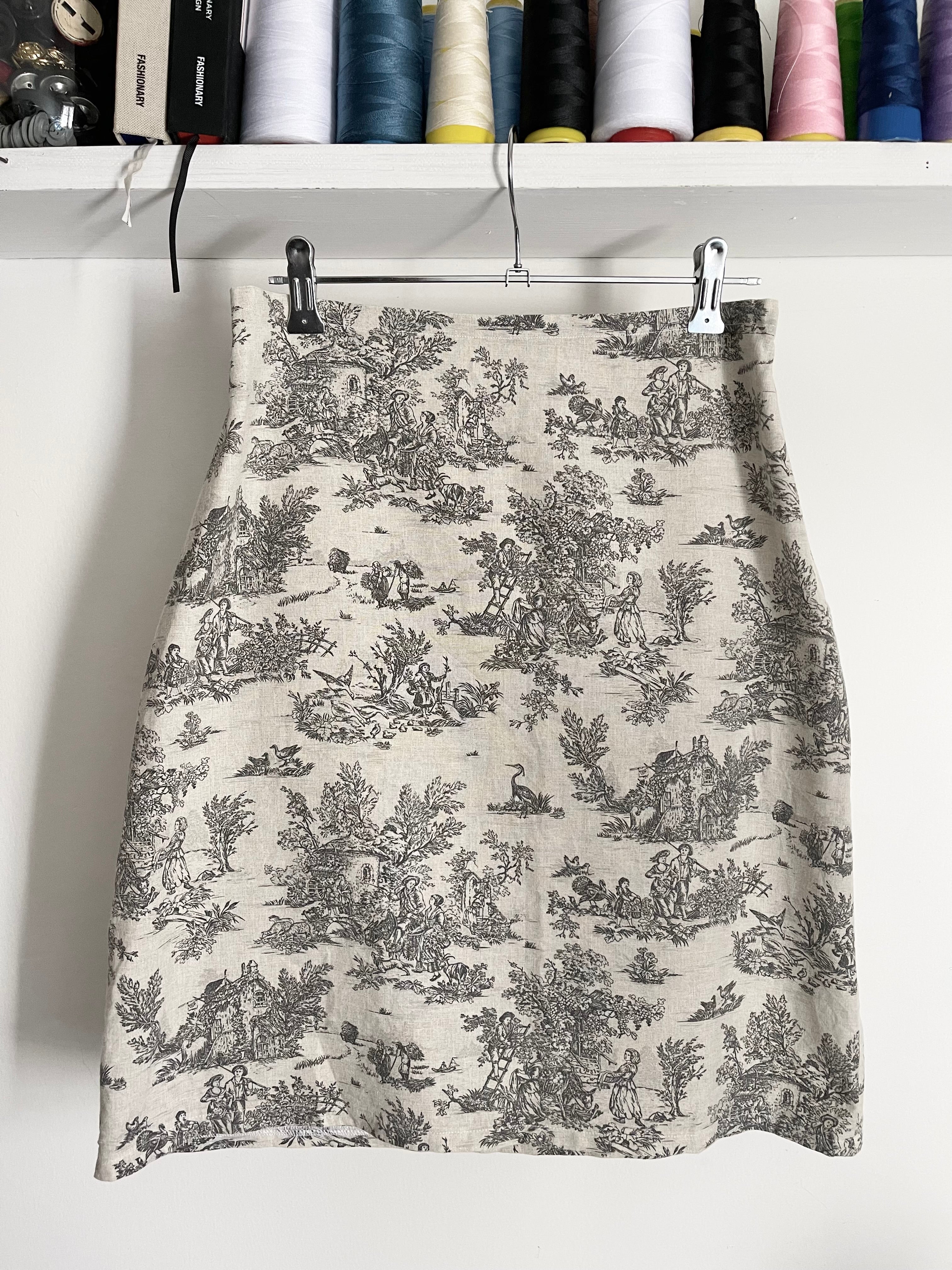 Minigonna toile de jouy grigio