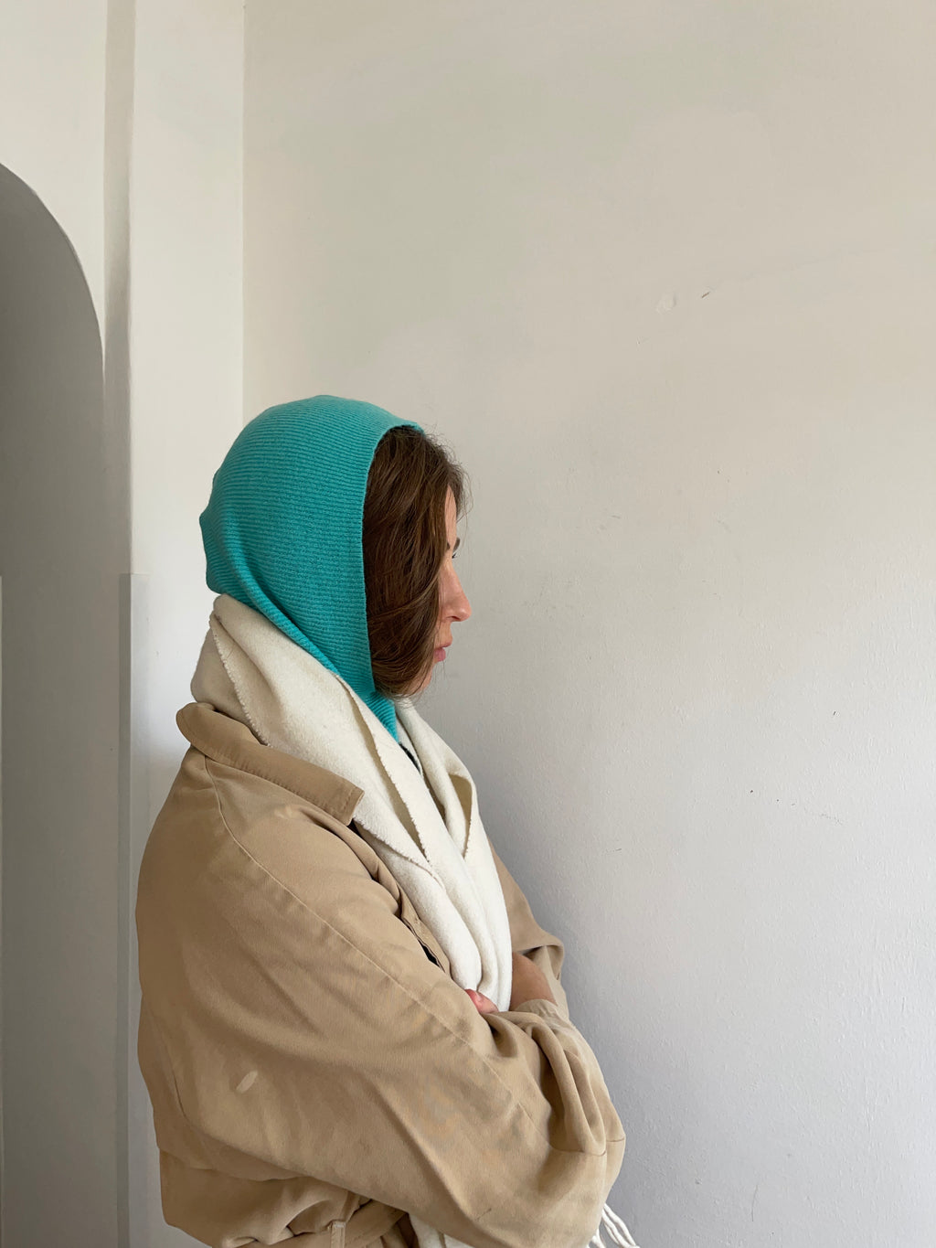 Balaclava turchese trama a righe