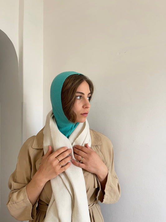 Balaclava turchese trama a righe