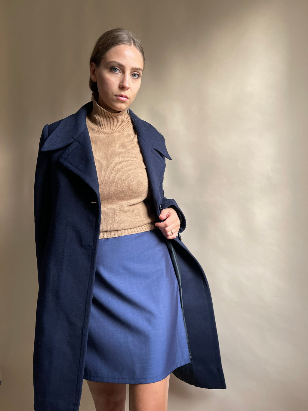 Minigonna Edie blu fresco lana