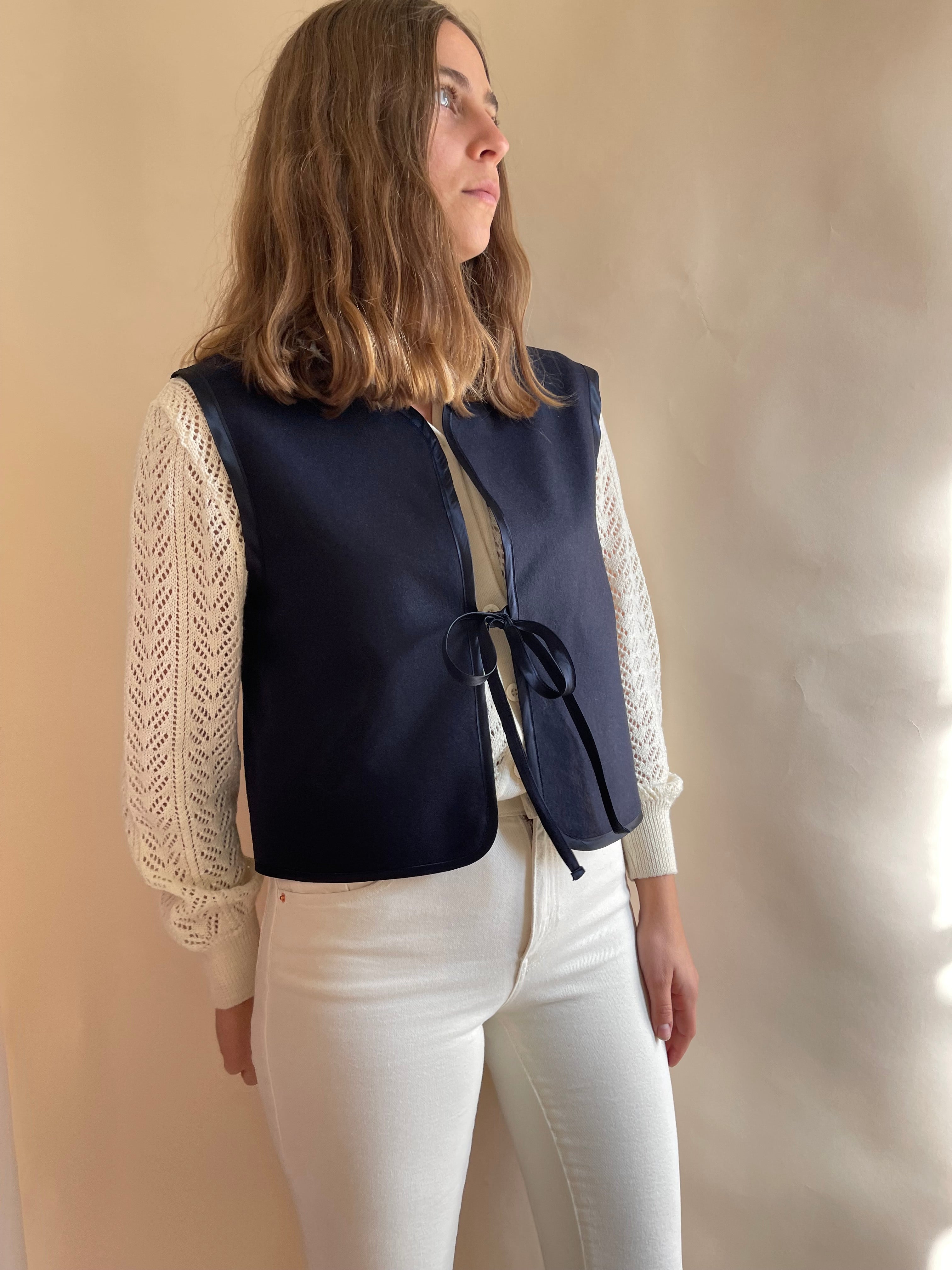 Gilet Indiana lana cotta blu scuro