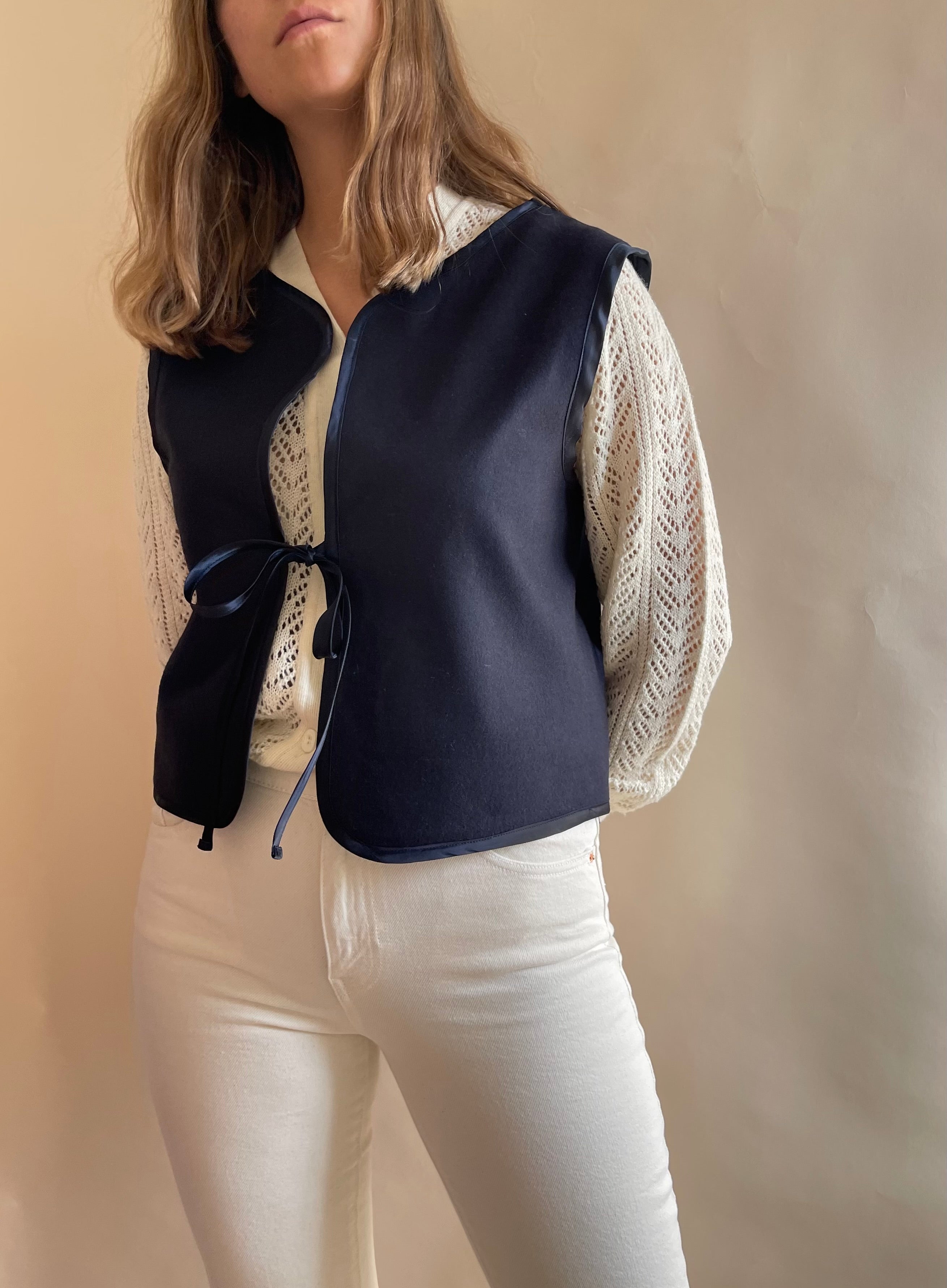 Gilet Indiana lana cotta blu scuro